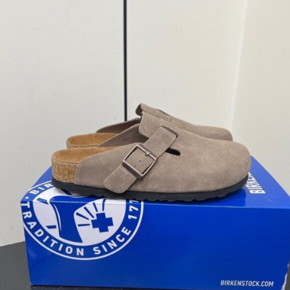 NWT Birkenstock Boston taupe suede mule clogs - Picture 4 of 9